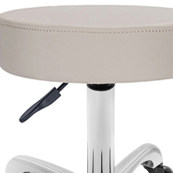 Round Medi Stool Latte - MS01LM-CB therapist stool is upholstered in anti-microbial medical vinyl with memory foam for extra comfort