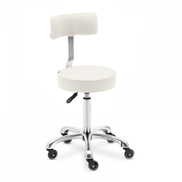 therapist stool with backrest has adjustable height and memory foam for extra comfort